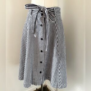Brooks Brothers Navy & White Gingham Classic Midi Skirt 100% Cotton Sz 6